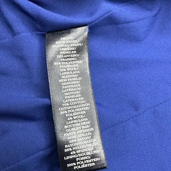 Ann Taylor Women's 2P Petite Blazer Blue Black Houndstooth Cotton Wool LS - Picture 10 of 13